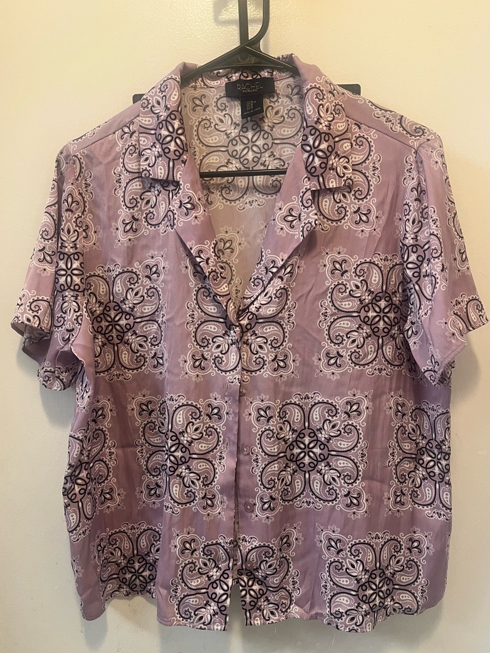 RACHEL Rachel Roy Lavender Paisley Short-Sleeve Button Shirt